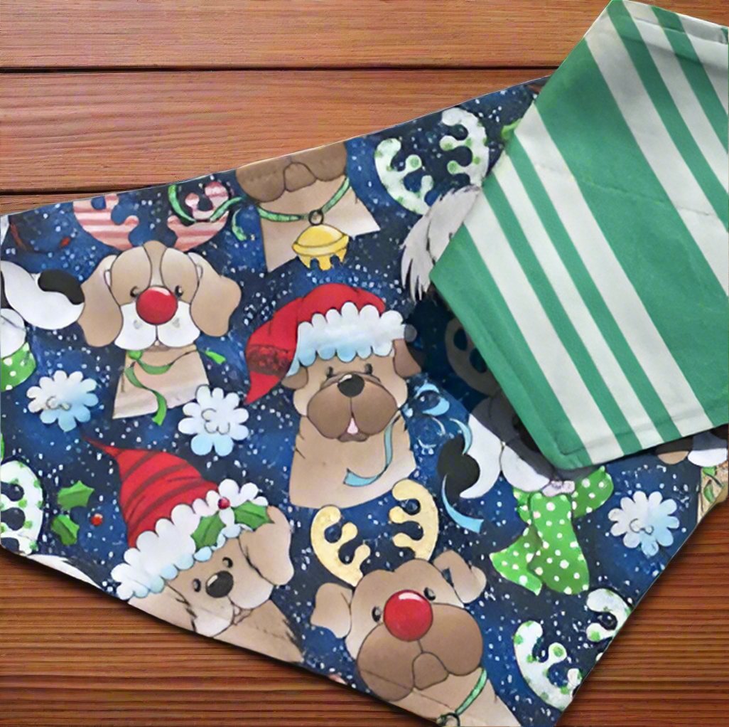 Christmas Santa Paws, Reversible Bandana