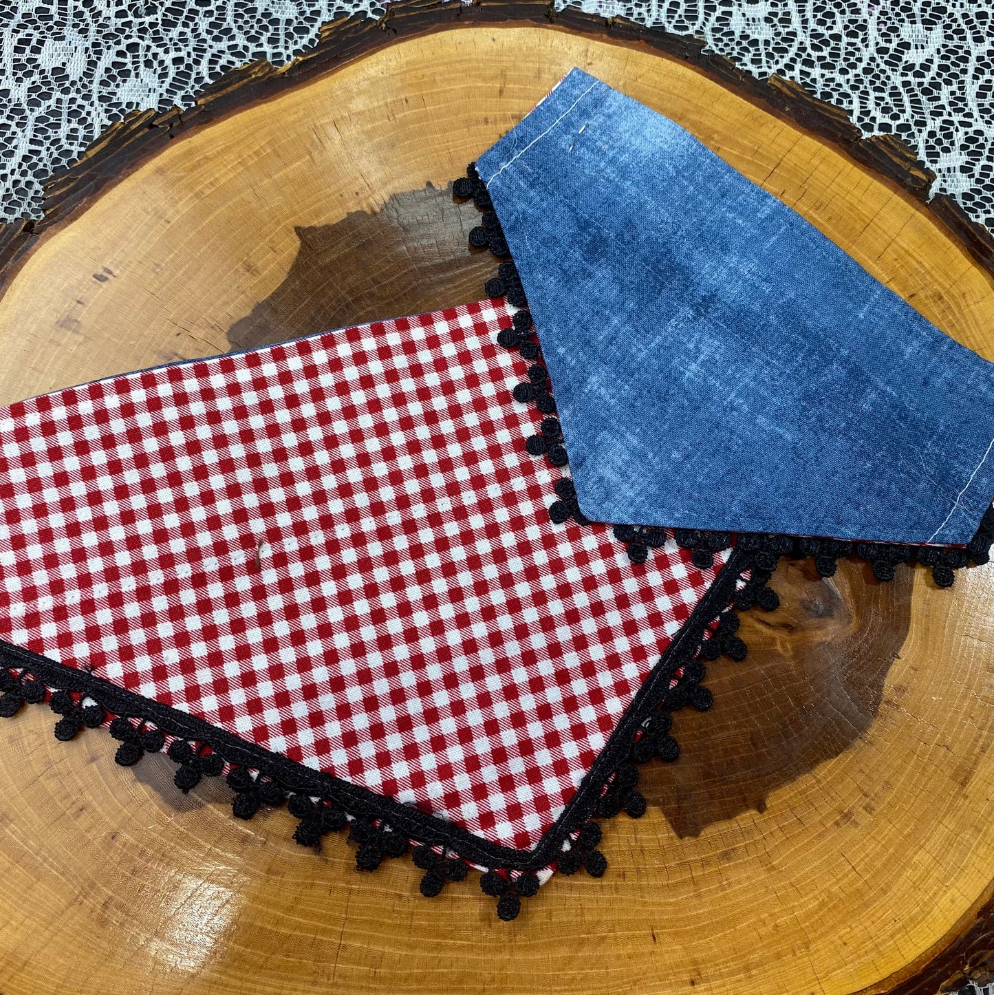 Whimsy' Timeless Red Gingham, Reversible Bandana