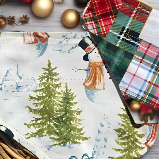 Christmas Frosty's Favorite Plaid, Reversible Bandana