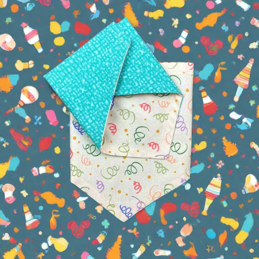 Birthday Curly Q, Multi Color Reversible Party Bandana