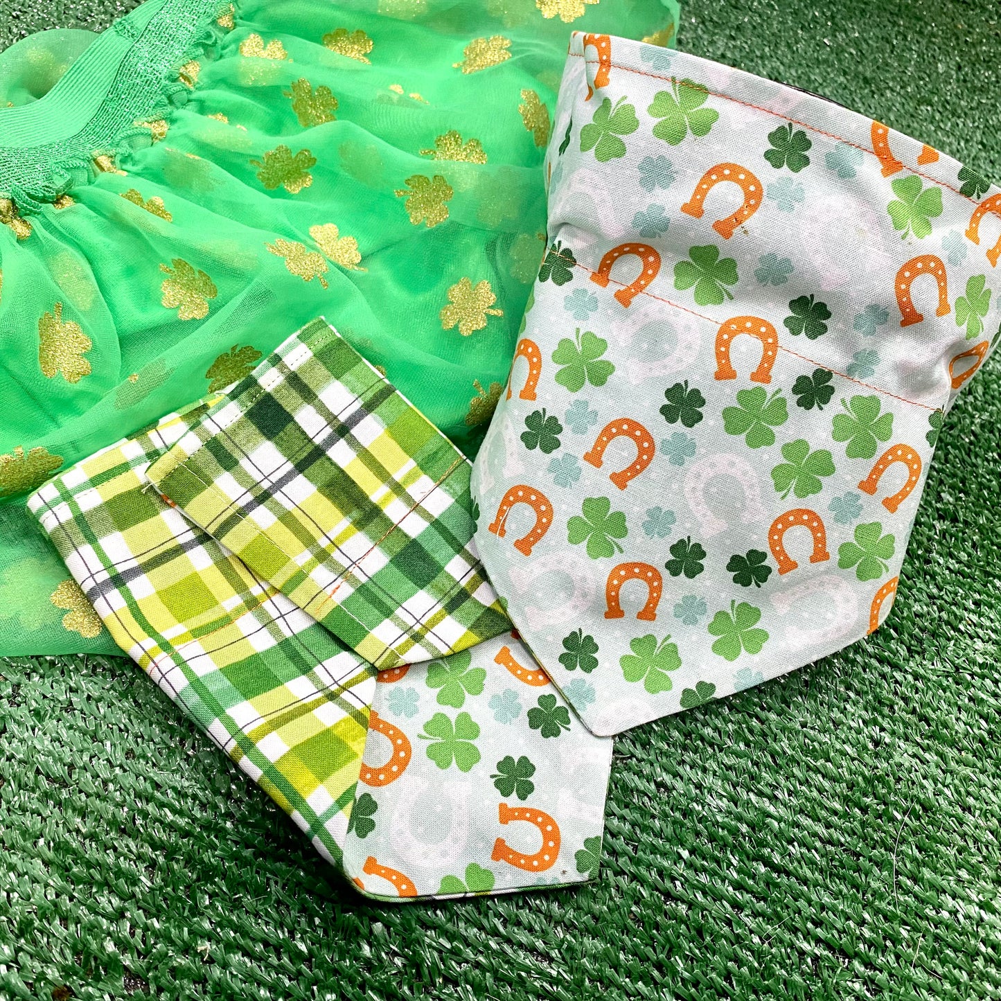 Saint Patrick's Day Lucky Horseshoes, Reversible Bandana